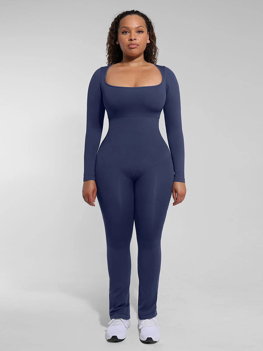 Langärmliger, ausgestellter Jumpsuit mit Bauchkontrolle - Image 14