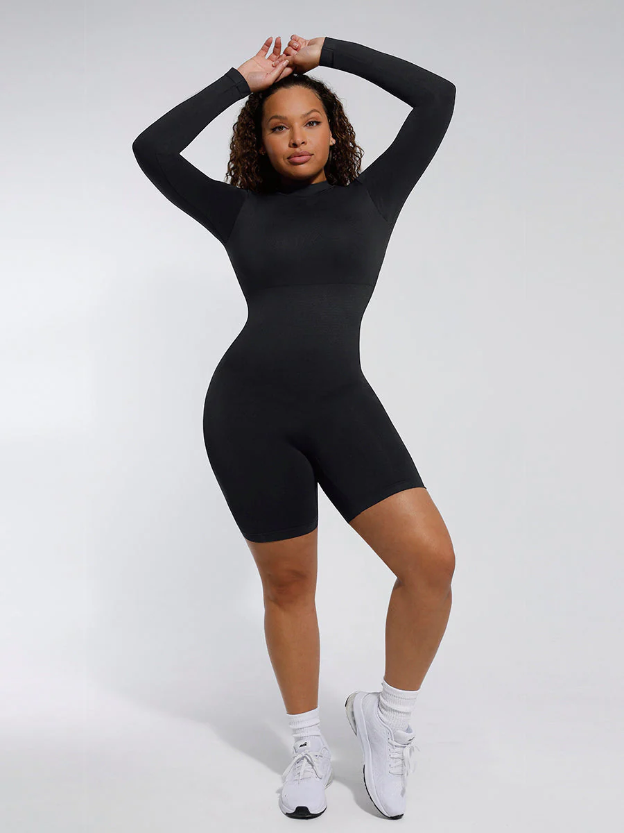 Langärmliger Shapewear-Jumpsuit mit Rundhalsausschnitt - Image 11