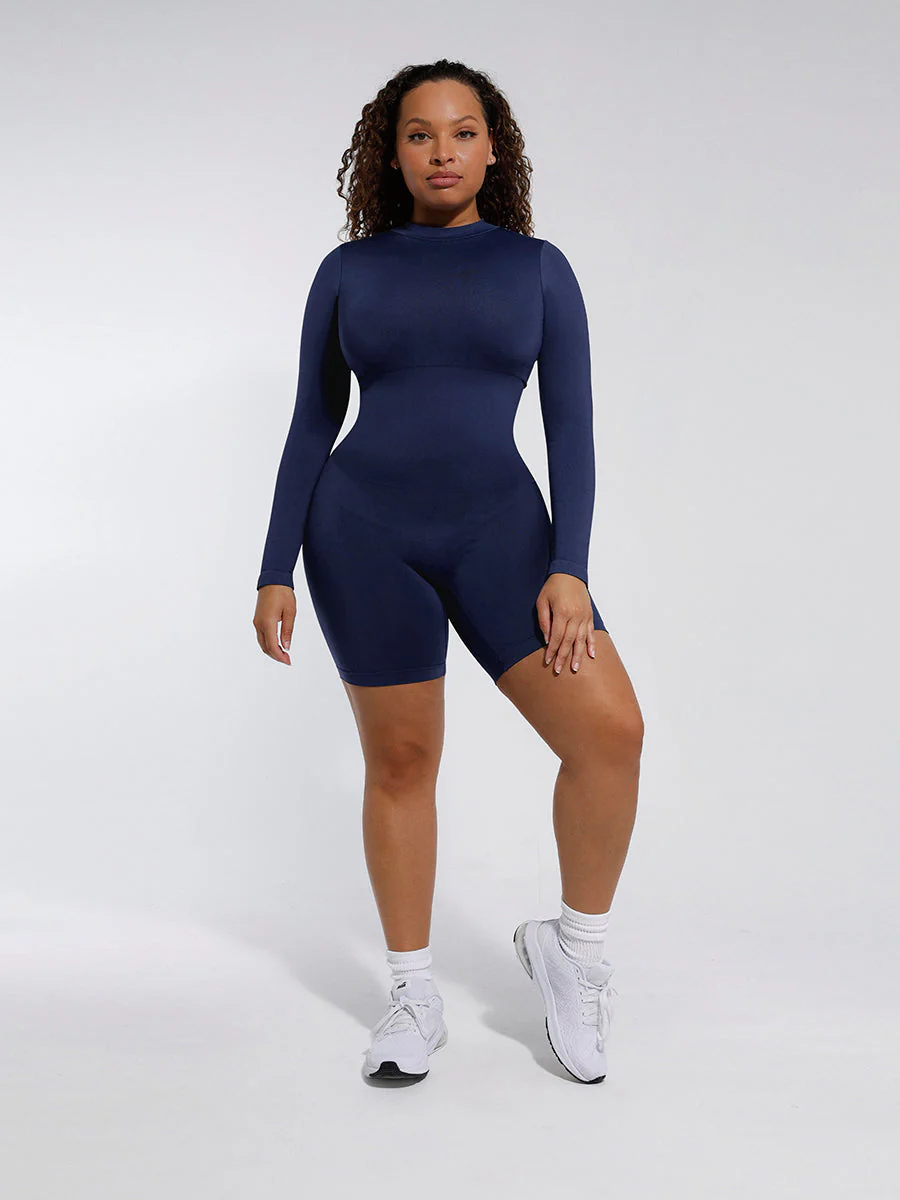 Langärmliger Shapewear-Jumpsuit mit Rundhalsausschnitt - Image 5