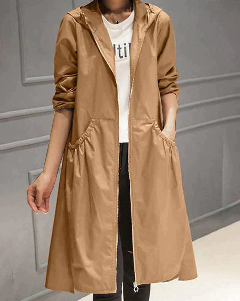 Lange Regenjacke für Damen | Mit Kapuze - Image 2