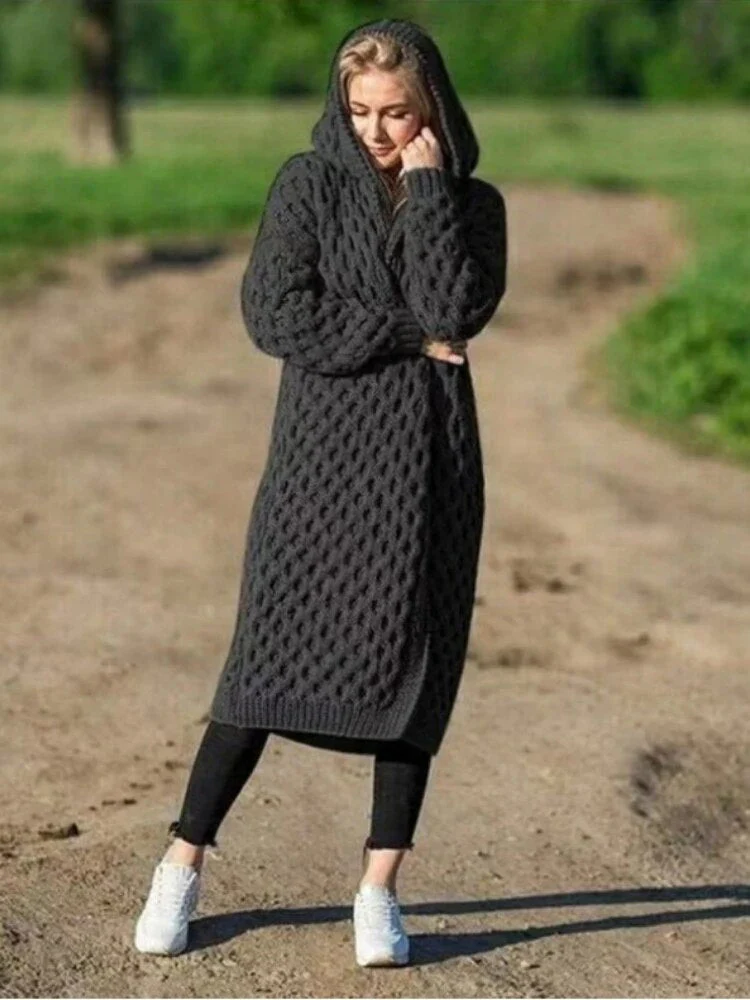 Lange Strickjacken und Kapuzenpullover für Frauen in Übergröße - Image 6