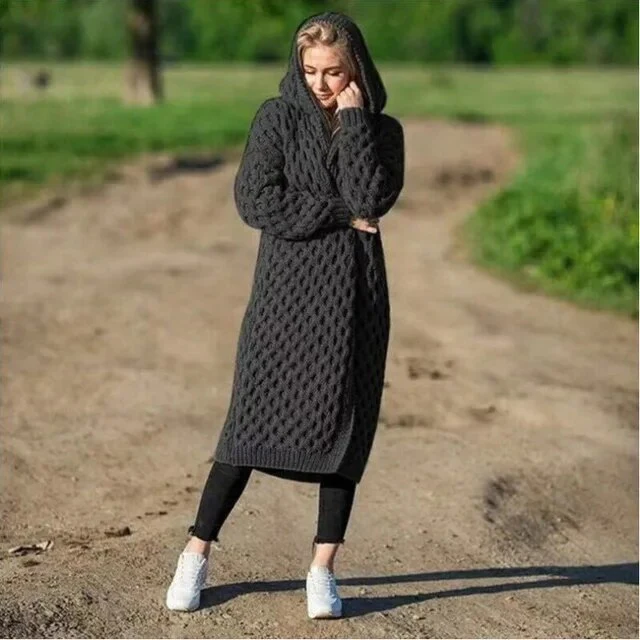 Lange Strickjacken und Kapuzenpullover für Frauen in Übergröße - Image 8