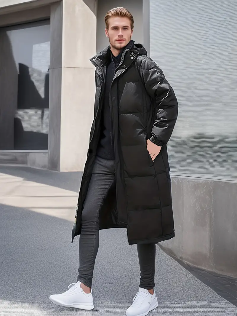 Lange Wattierte Steppjacke mit Kapuze - Image 2