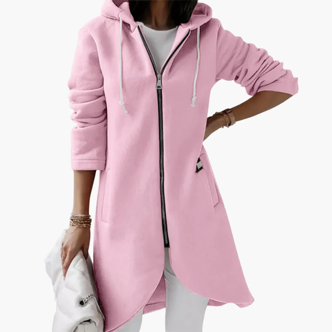 Langer Hoodie mit Reißverschluss für Damen