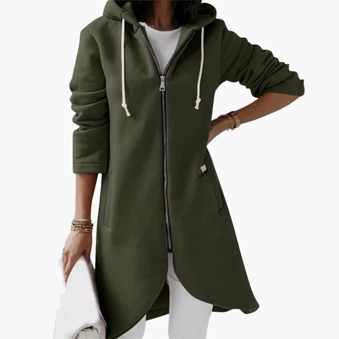 Langer Hoodie mit Reißverschluss für Damen - Image 2