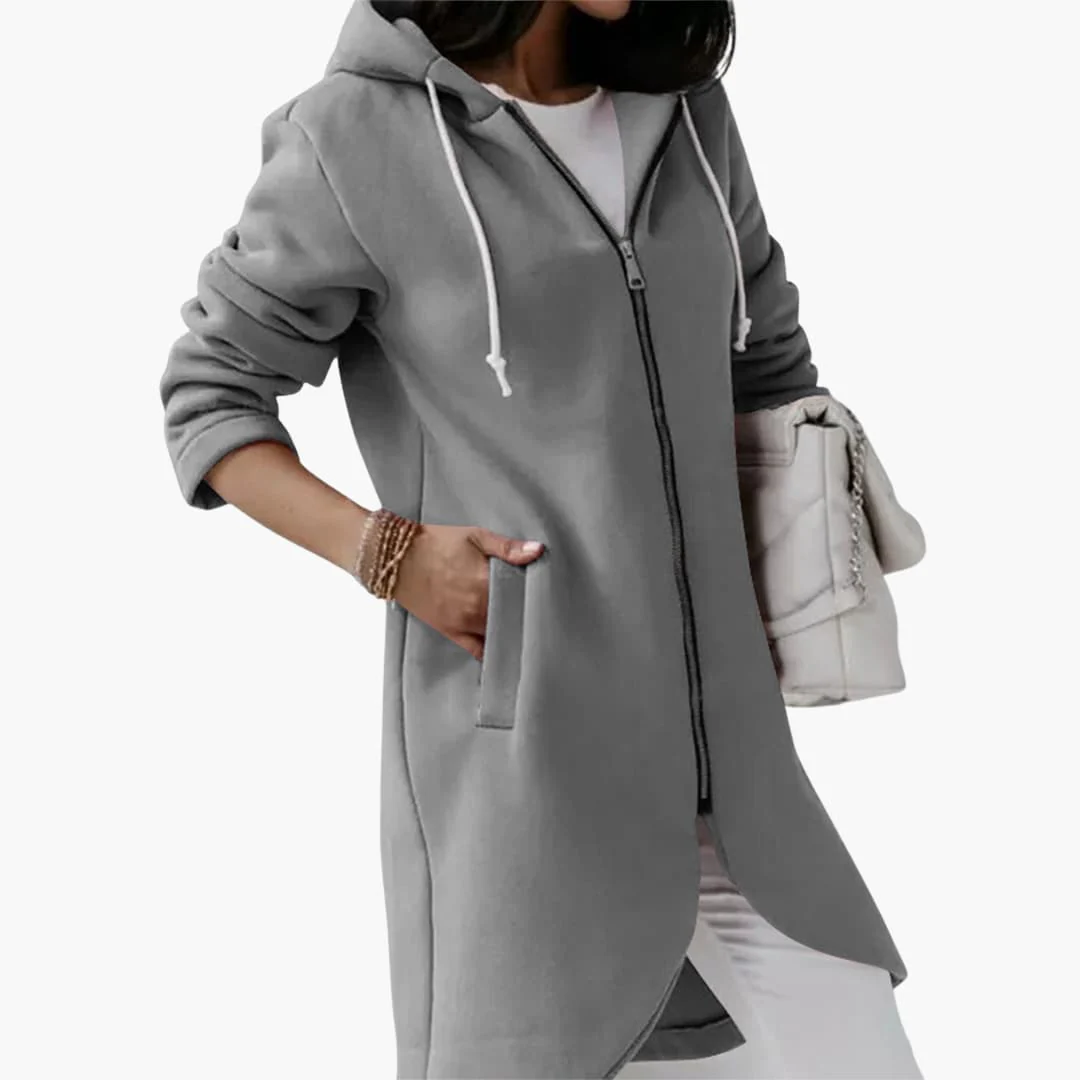 Langer Hoodie mit Reißverschluss für Damen - Image 3