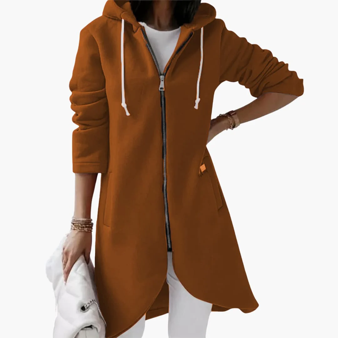 Langer Hoodie mit Reißverschluss für Damen - Image 4