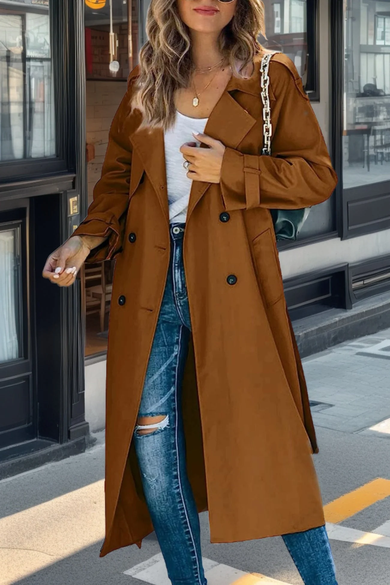 Langer Trenchcoat für Damen | Zweireiher - Image 4