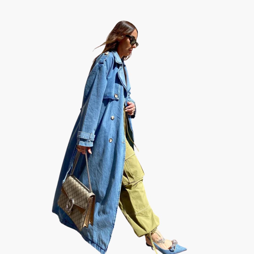 Langer Trenchcoat mit Gürtel für Damen - Image 2