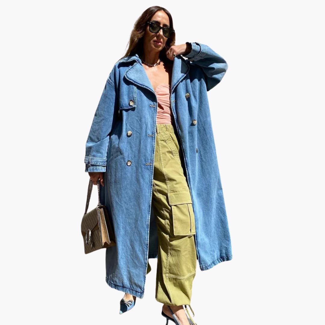 Langer Trenchcoat mit Gürtel für Damen - Image 3