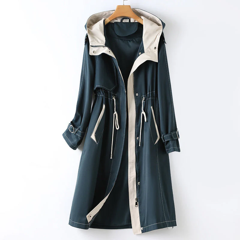 Langer Wasserdichter Trenchcoat für Damen | Mit Kapuze - Image 3