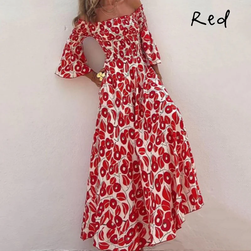 Langes Kleid mit offenen Schultern und Blumenmuster – Eleganz und sommerliche Frische - Image 6