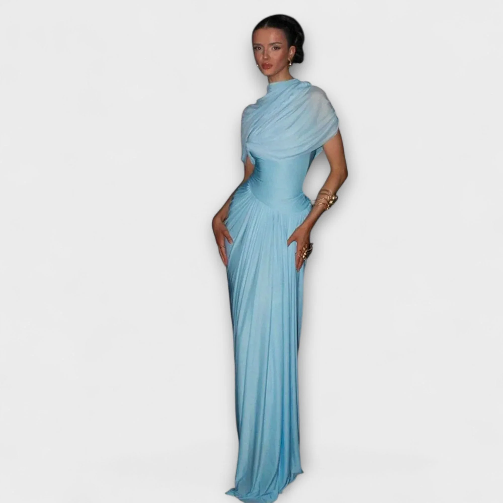 Langes Kleid mit Rollkragen