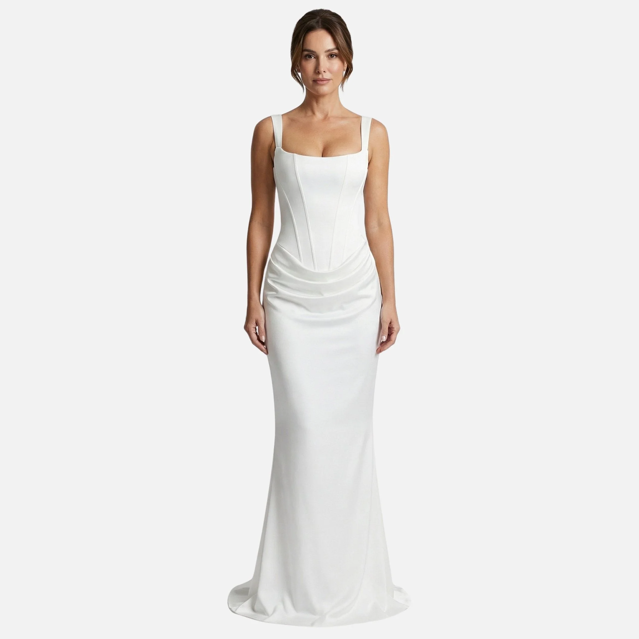 Waltraud | Damen Langes Satinkleid Verstellbare Träger – Satin Maxi Trägerkleid