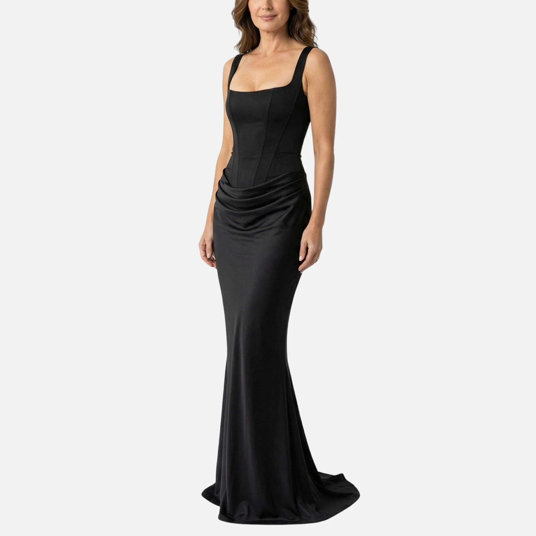 Waltraud | Damen Langes Satinkleid Verstellbare Träger – Satin Maxi Trägerkleid - Image 3
