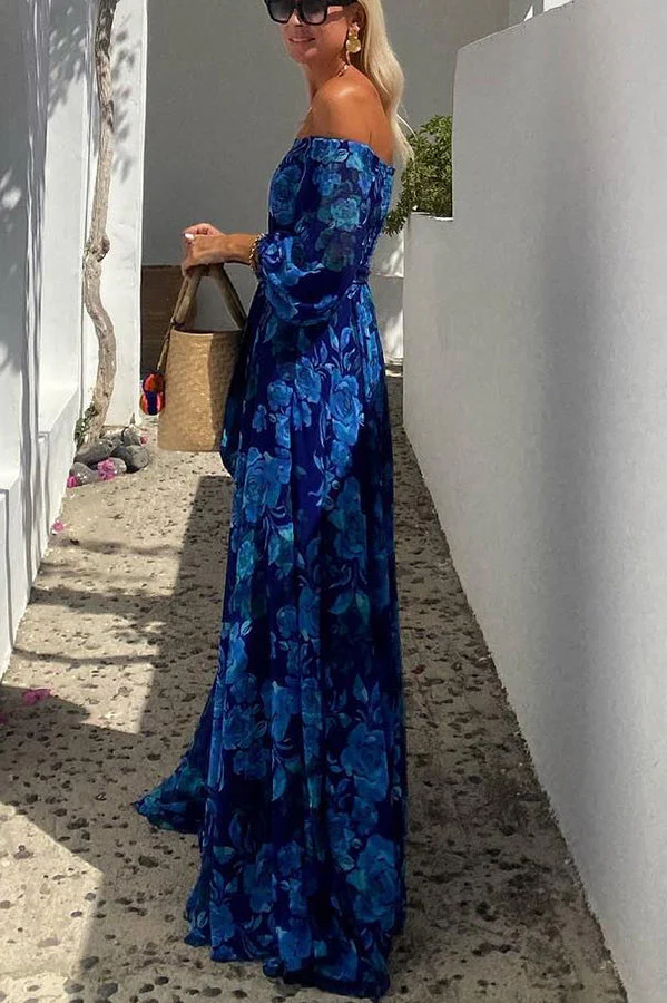 Langkleid mit Blumenmuster und Schulterfrei – Urlaubseleganz - Image 2