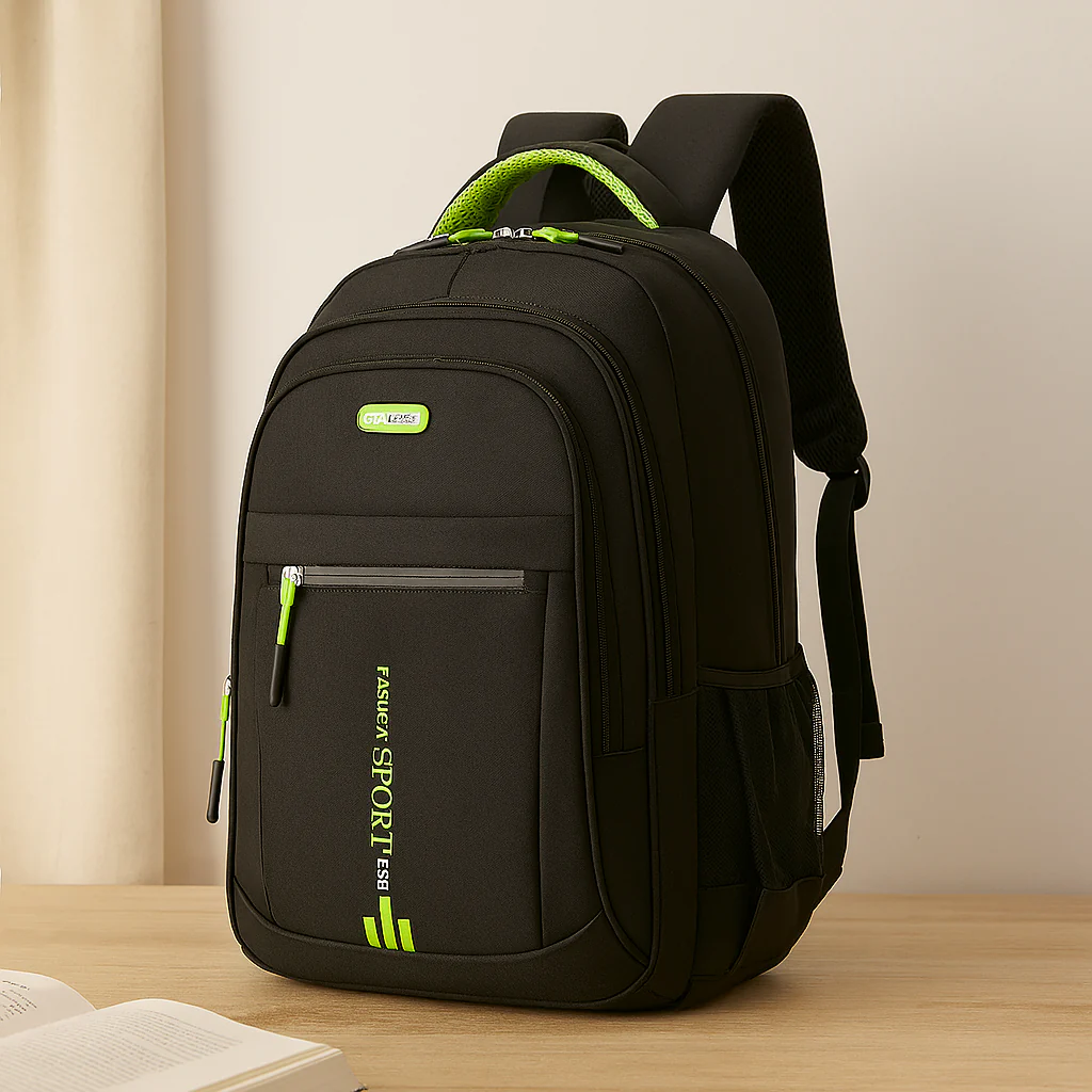 Laptop-Rucksack mit großem Fassungsvermögen – Stilvolle schwarze Reise- und Businesstasche aus Nylon mit verstellbaren Riemen - Image 4