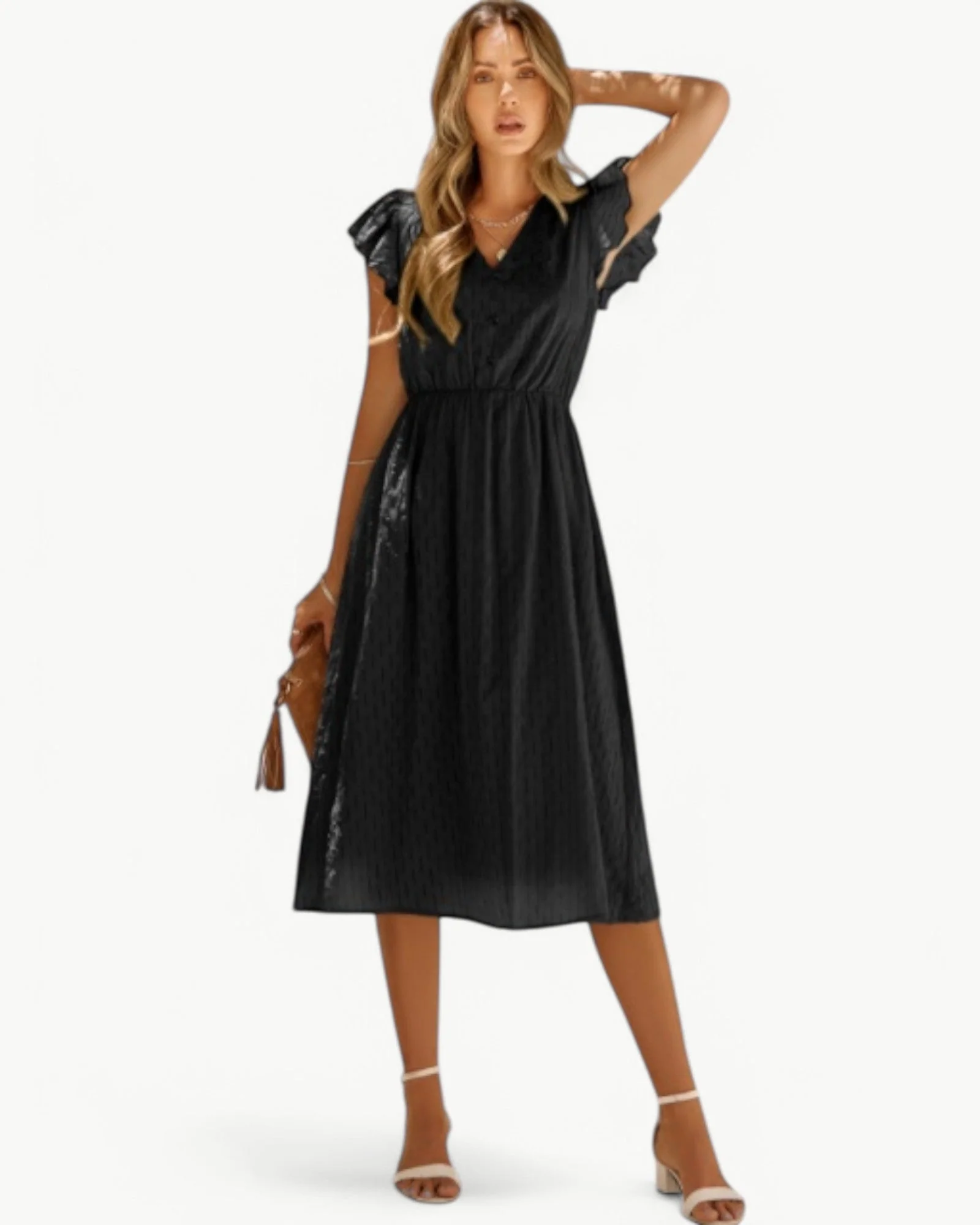 Lara™ | Kleid mit V-Ausschnitt und Rüschenärmeln - Image 16