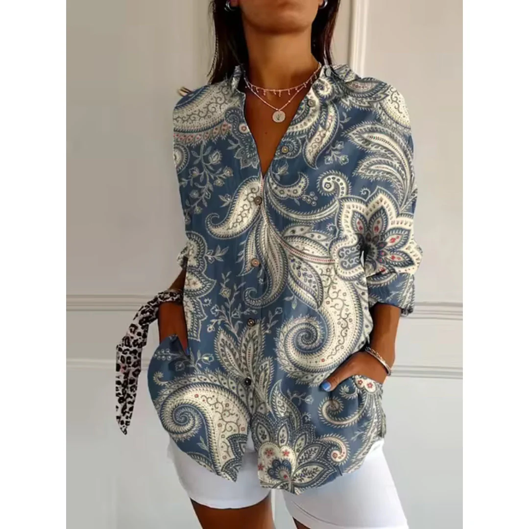 Lässig Button Down Hemd für Damen | Blumen Bedrucken - Image 3
