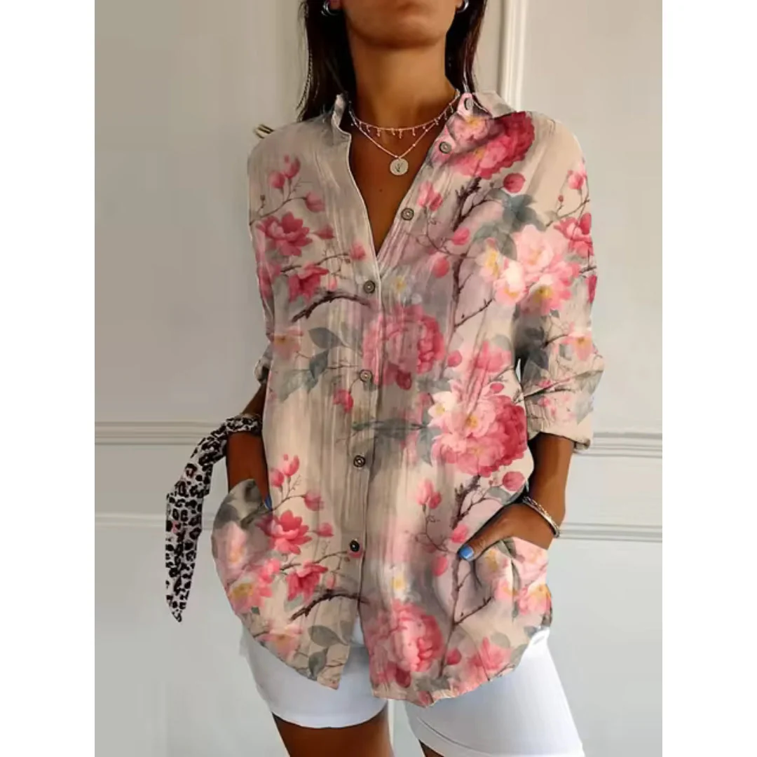 Lässig Button Down Hemd für Damen | Blumen Bedrucken - Image 4
