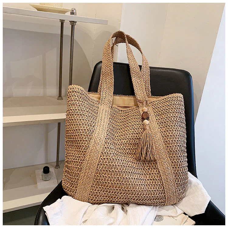 Lässige Strohtasche für Damen – Sommer, vielseitig und leicht