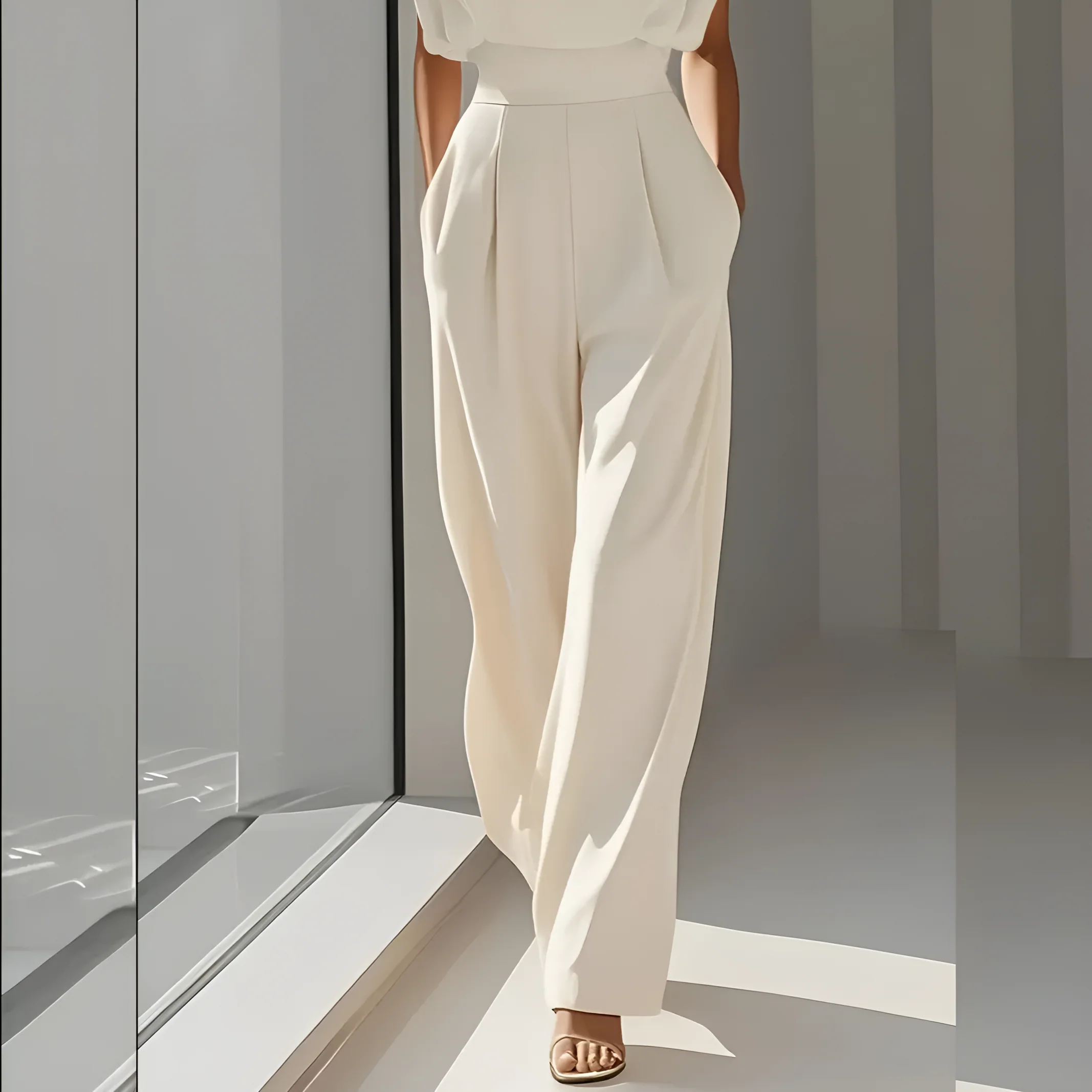 Lässiger, einfarbiger Jumpsuit für Damen – Bequemes Einteiler-Outfit für den täglichen Weg zur Arbeit