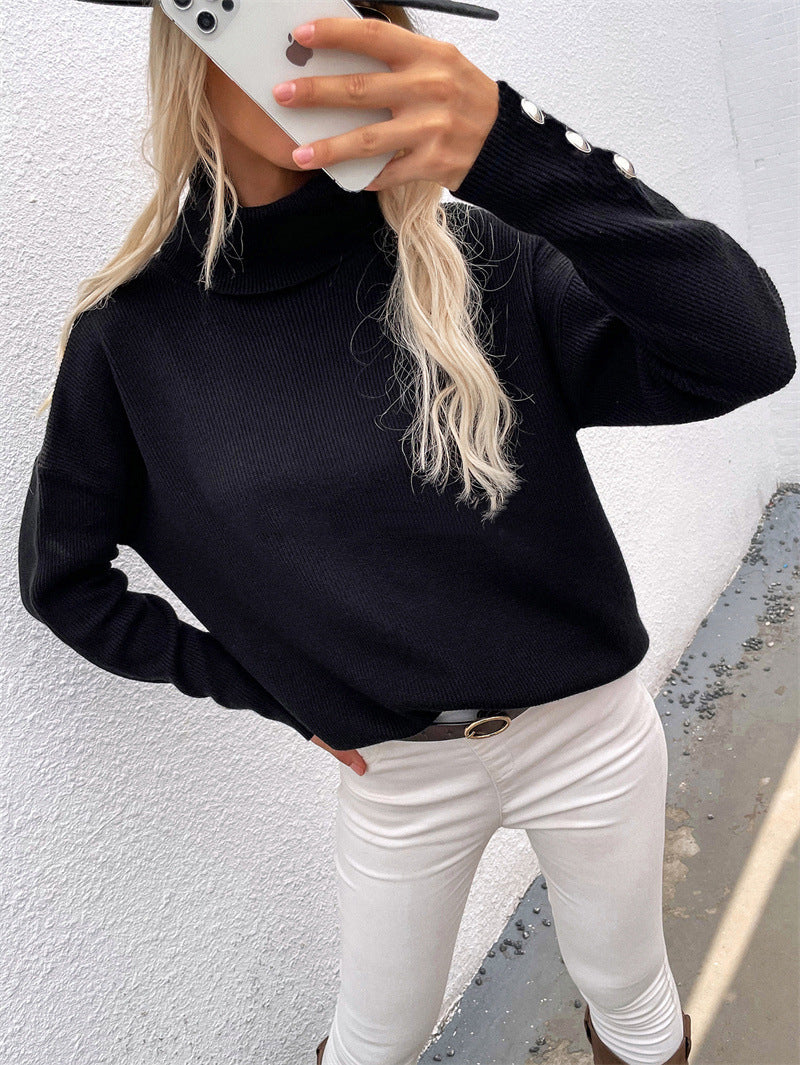 Lässiger Rollkragenpullover für Damen | Mit Knopfmanschetten - Image 5