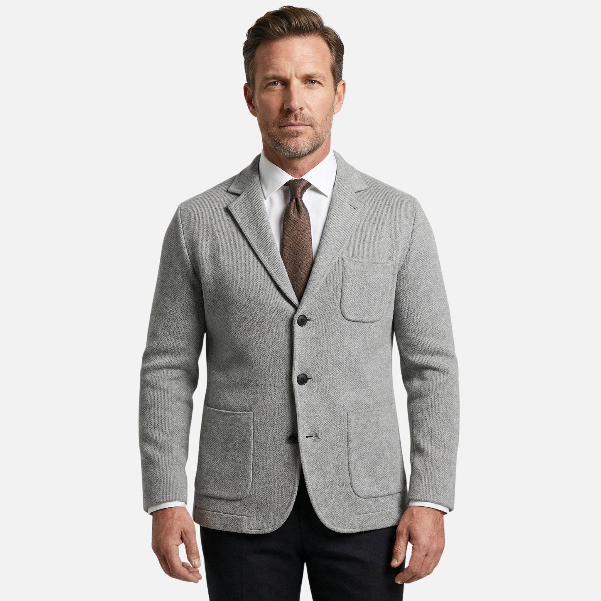 Nils | Herren Lässiges Strick-Sakko Brusttasche – Strick Blazer Herren Casual
