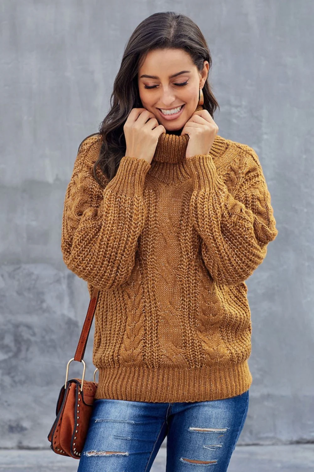Laura | Grobes Zopfmuster pullover mit Rollkragen