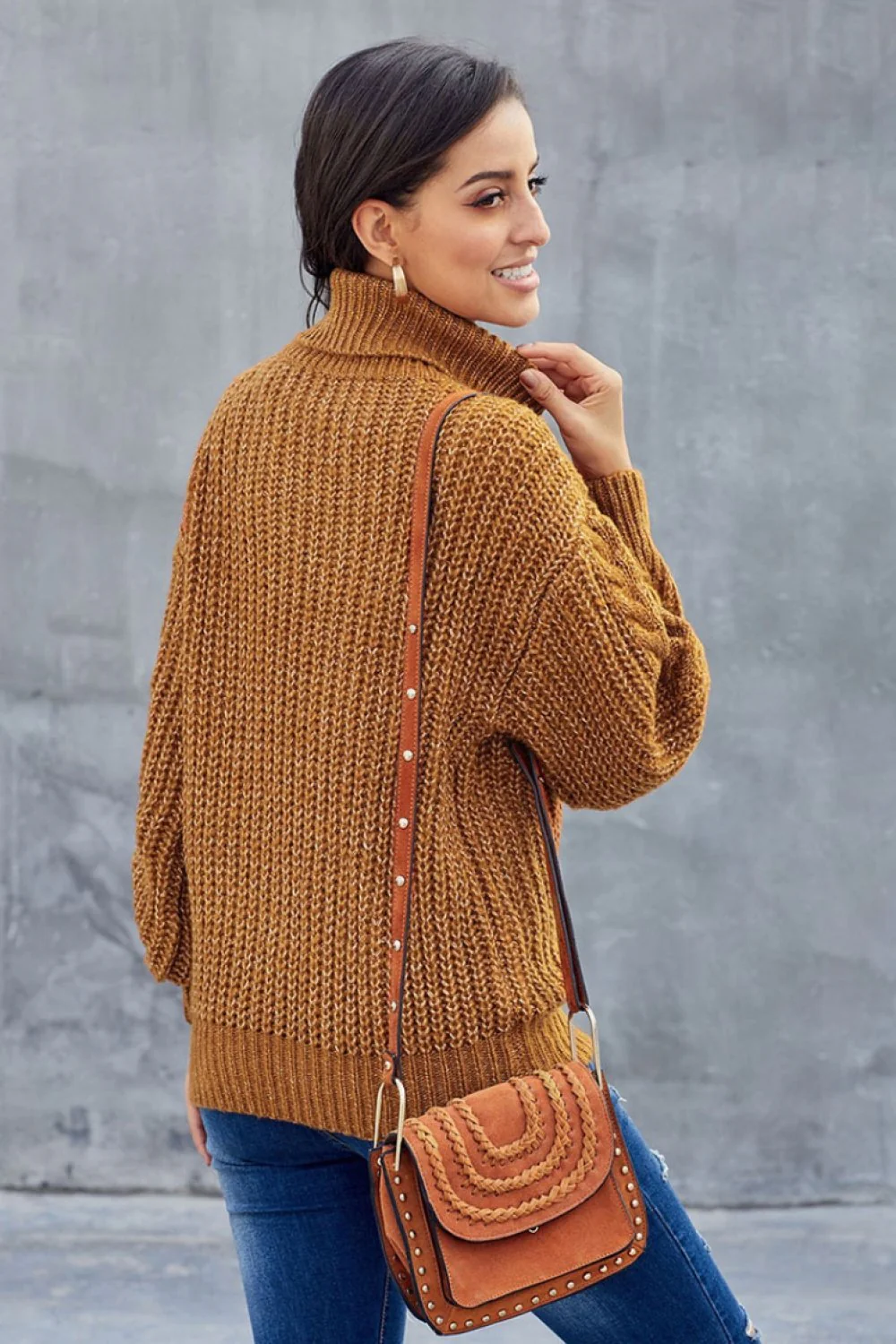 Laura | Grobes Zopfmuster pullover mit Rollkragen - Image 2