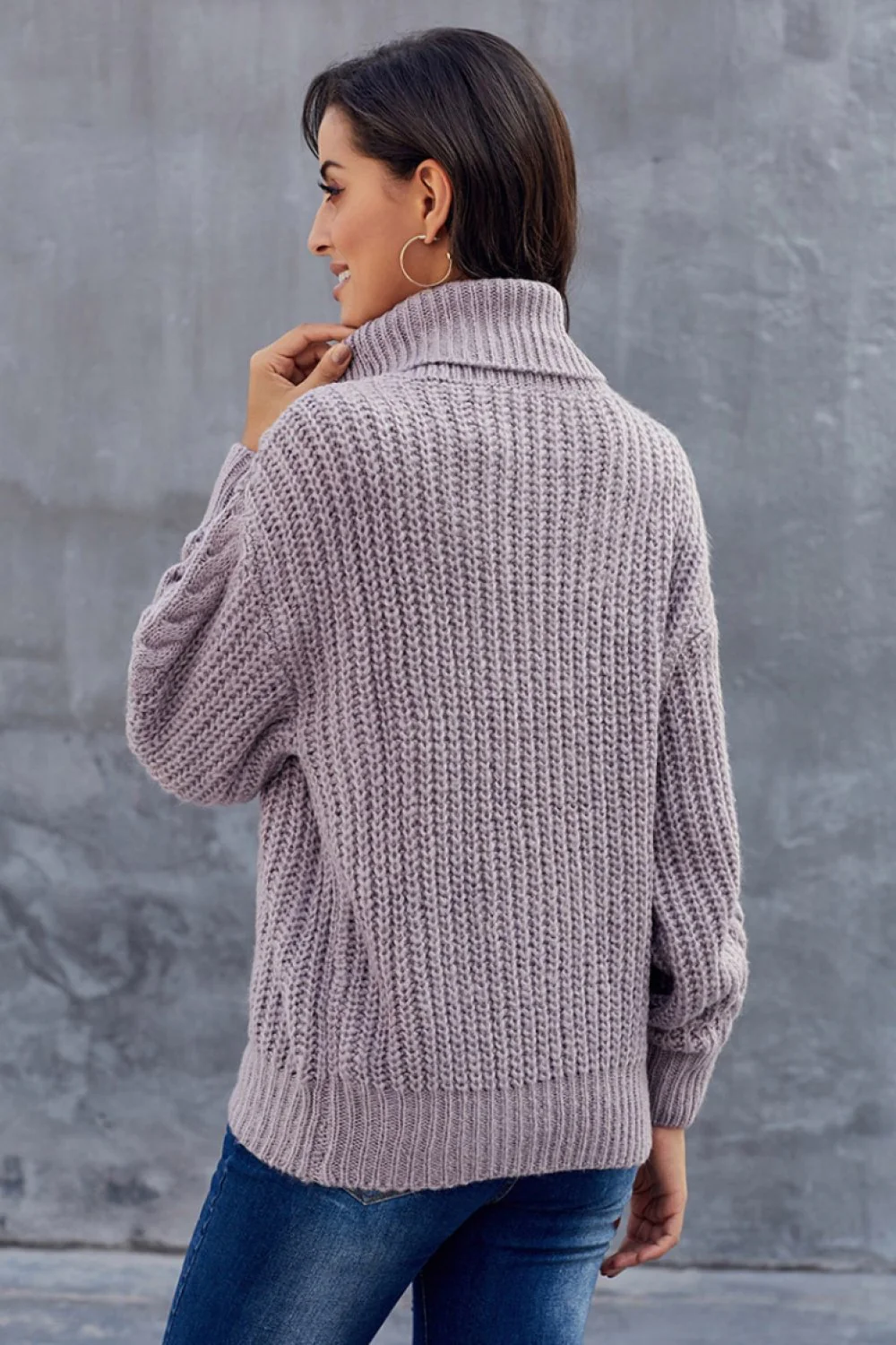 Laura | Grobes Zopfmuster pullover mit Rollkragen - Image 6