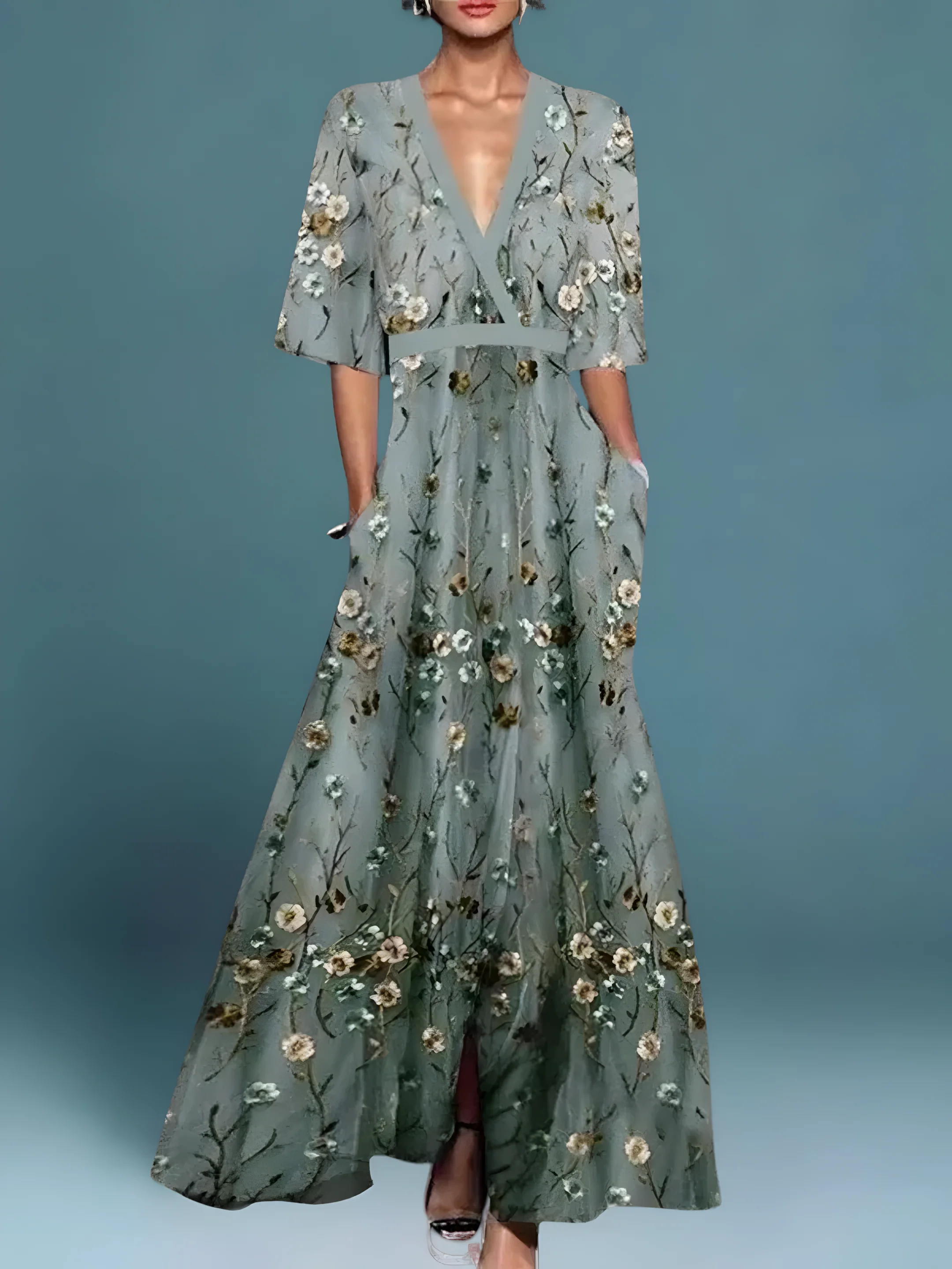 Laure | Elegantes florales Portemonnaie Kleid - Image 2