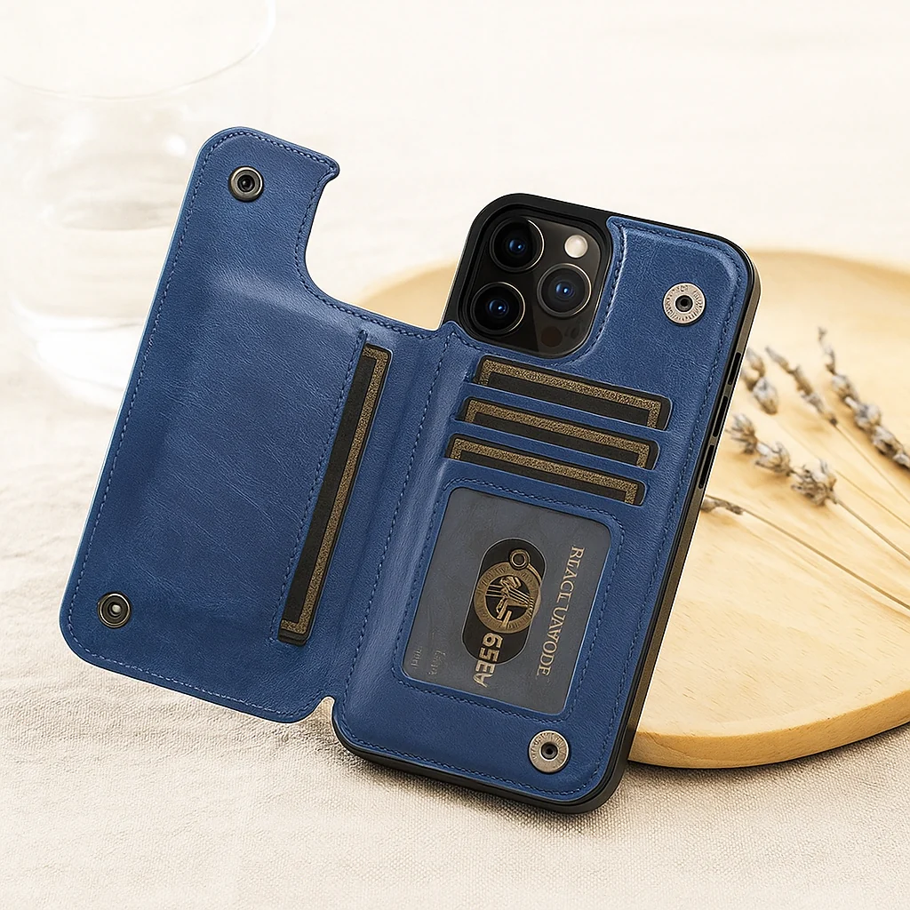 LeatherGard | Luxuriöse Handyhülle aus Leder mit Kartenfächern und Magnetverschluss | Schulte - Image 4