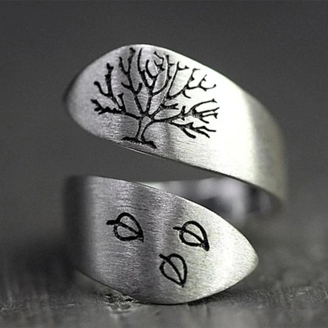 Lebensbaum Verstellbarer Ring aus Sterlingsilber