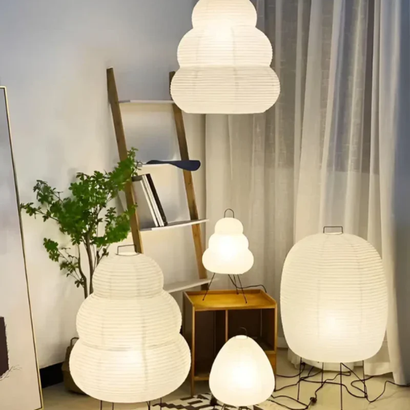 LED Reispapier Stehleuchte – 150 cm hohe Stehleuchte für Wohn- und Schlafzimmer in Naturweiß - Image 4