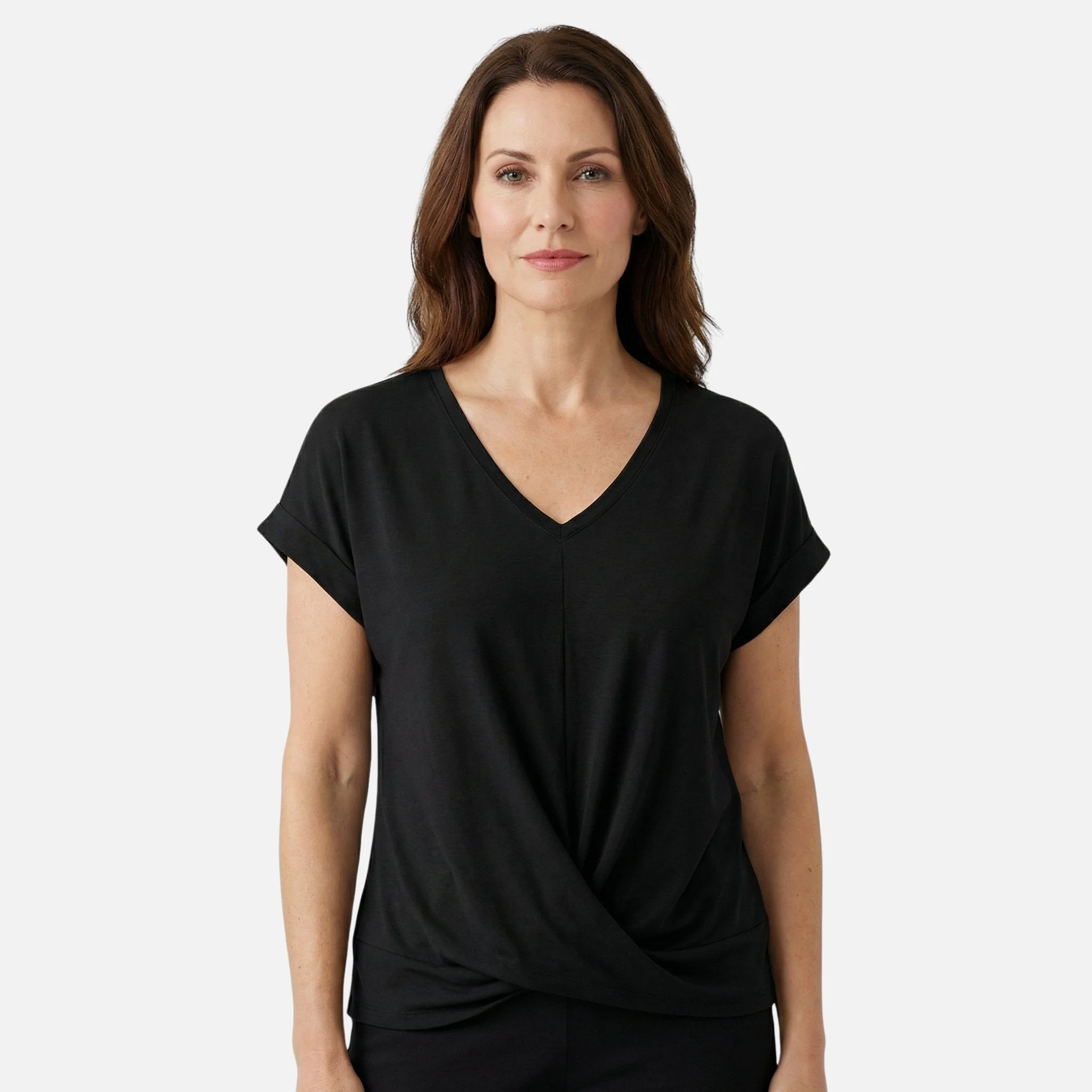 Jana | Damen Legeres Oberteil V-Ausschnitt Knotendetail – Knoten Top Sommer