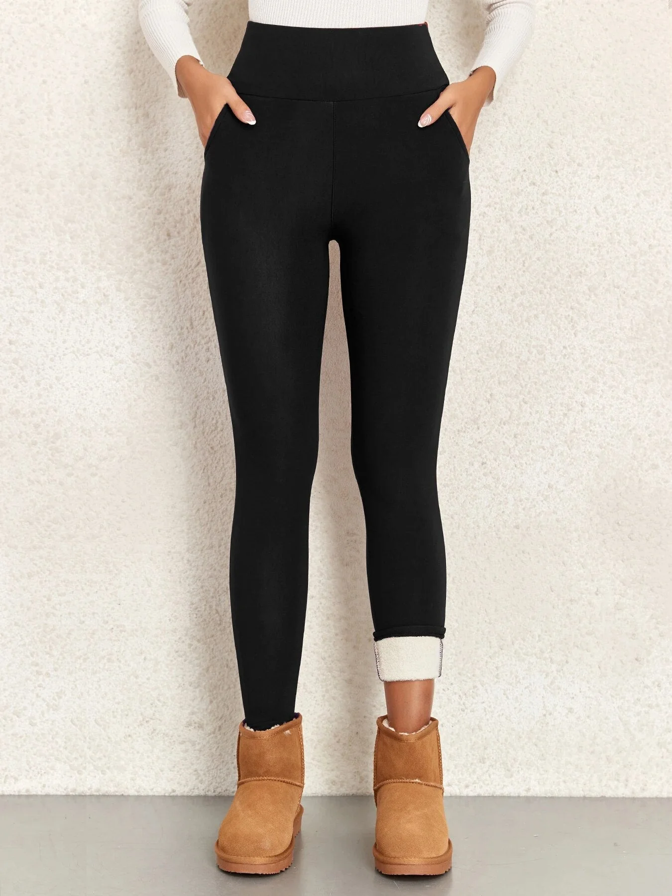 Leggings mit hoher Taille und warmem Plüschfutter - Image 6