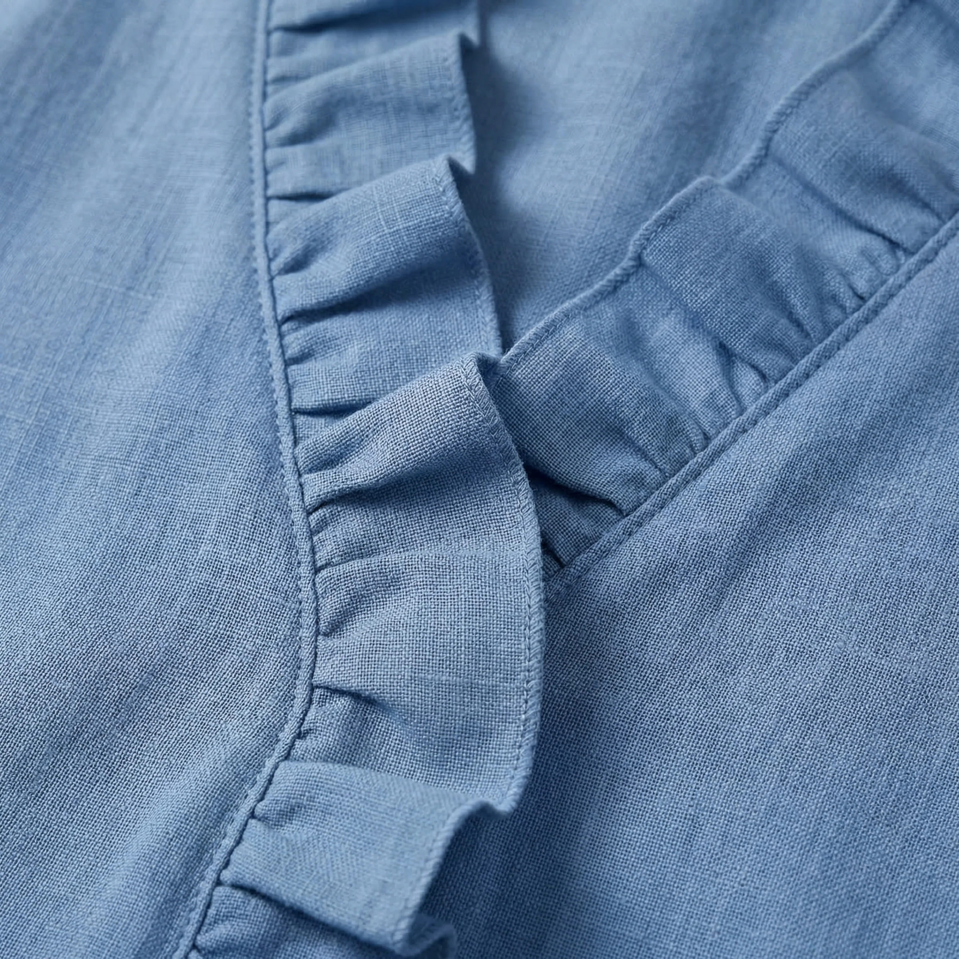 Sigrid | Damen Leichte Leinenbluse V-Ausschnitt Rüschen – Leinen Bluse Rüschen Sommer - Image 5