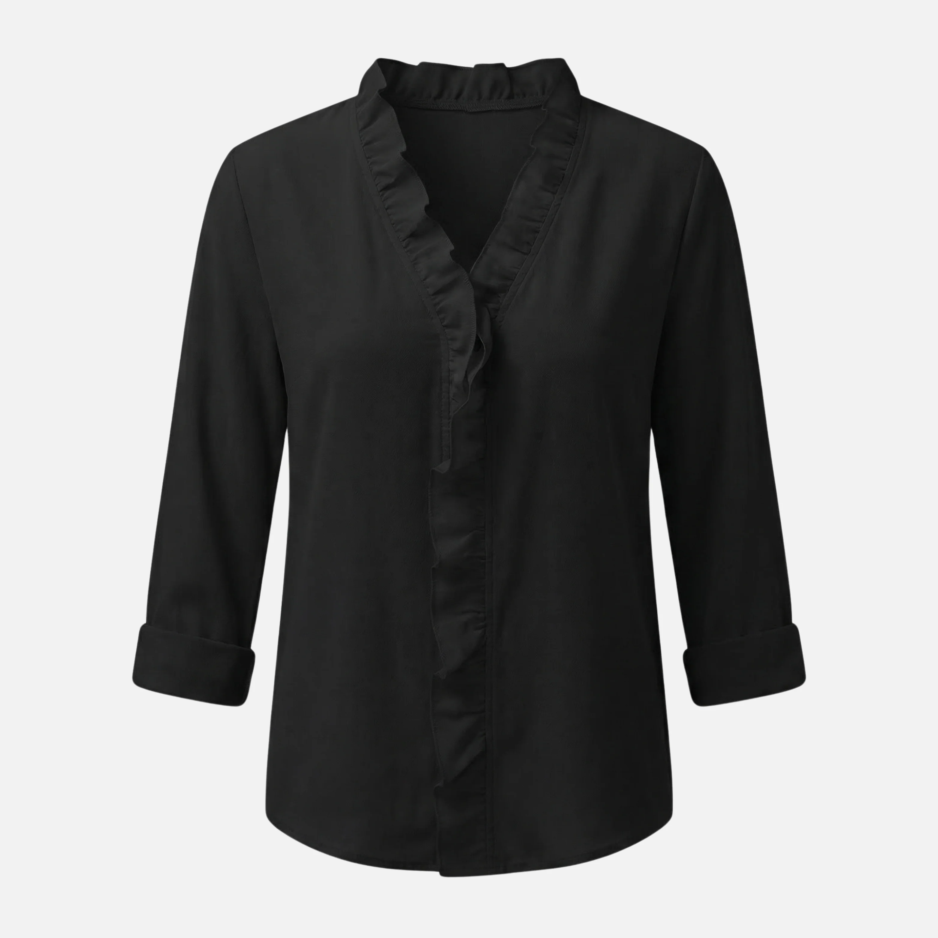 Sigrid | Damen Leichte Leinenbluse V-Ausschnitt Rüschen – Leinen Bluse Rüschen Sommer - Image 8