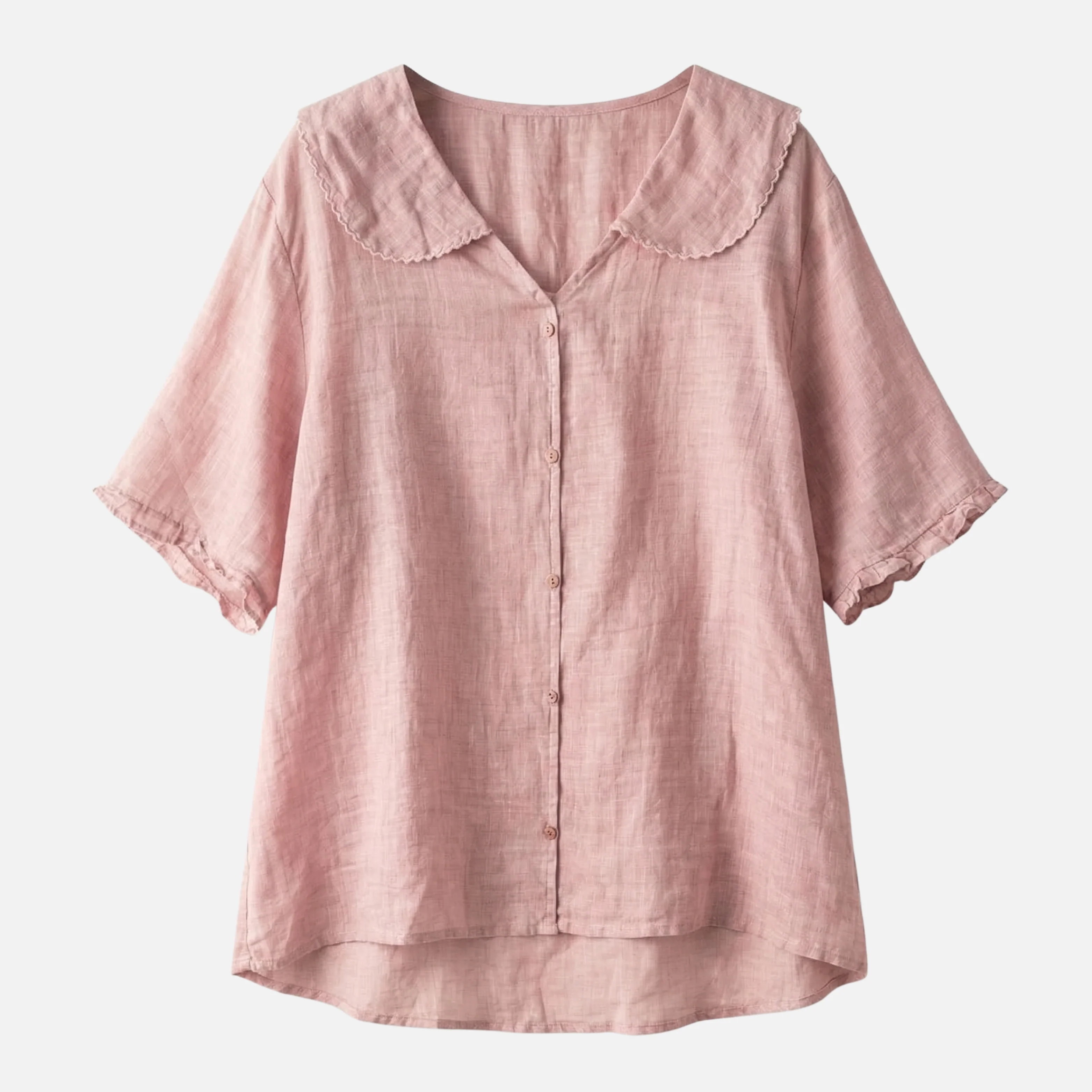 Zarah | Damen Leichte Sommer Leinenbluse Muschelkragen Lockere Passform – Muschel Bluse - Image 10