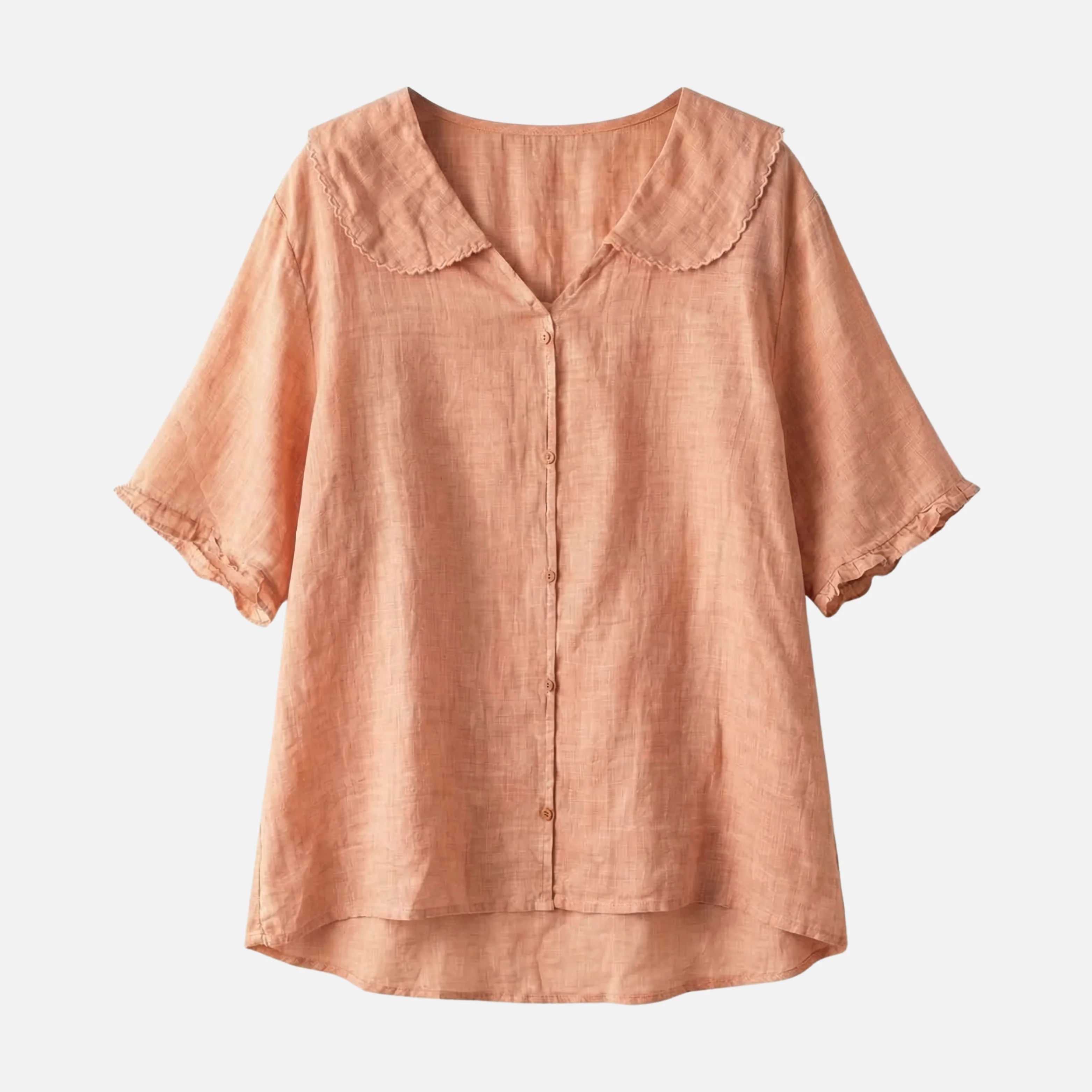 Zarah | Damen Leichte Sommer Leinenbluse Muschelkragen Lockere Passform – Muschel Bluse - Image 11