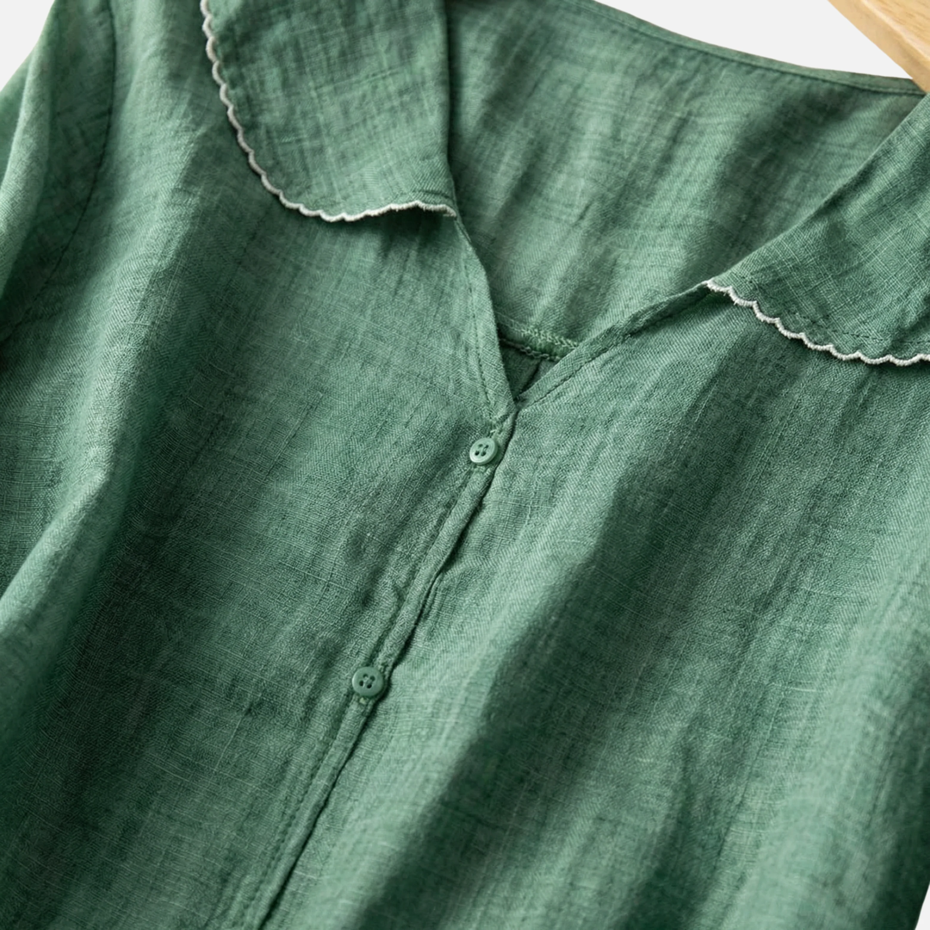 Zarah | Damen Leichte Sommer Leinenbluse Muschelkragen Lockere Passform – Muschel Bluse - Image 5