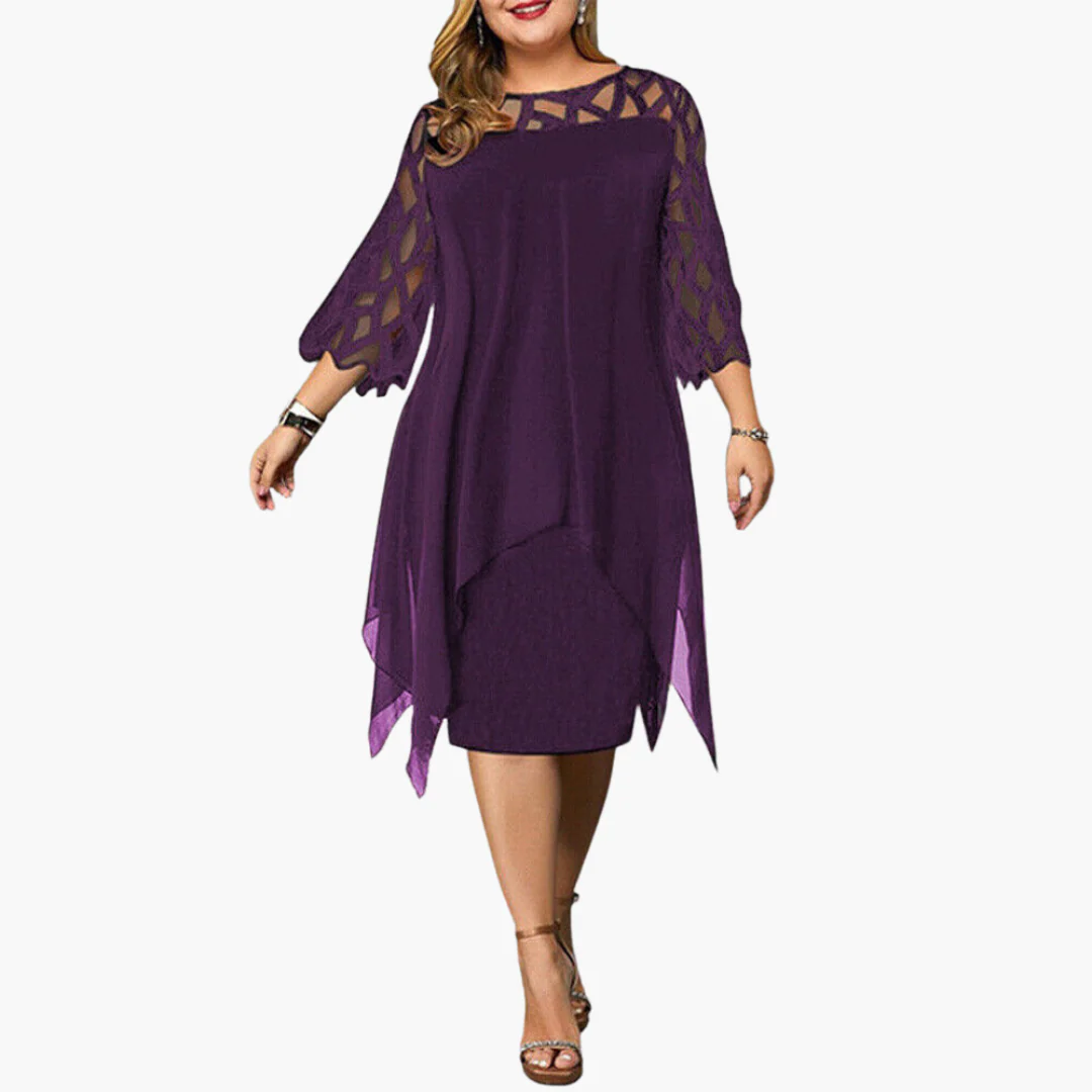 Leichtes Damen Abendkleid - mit ausgeschnittenen Ärmeln Midikleid