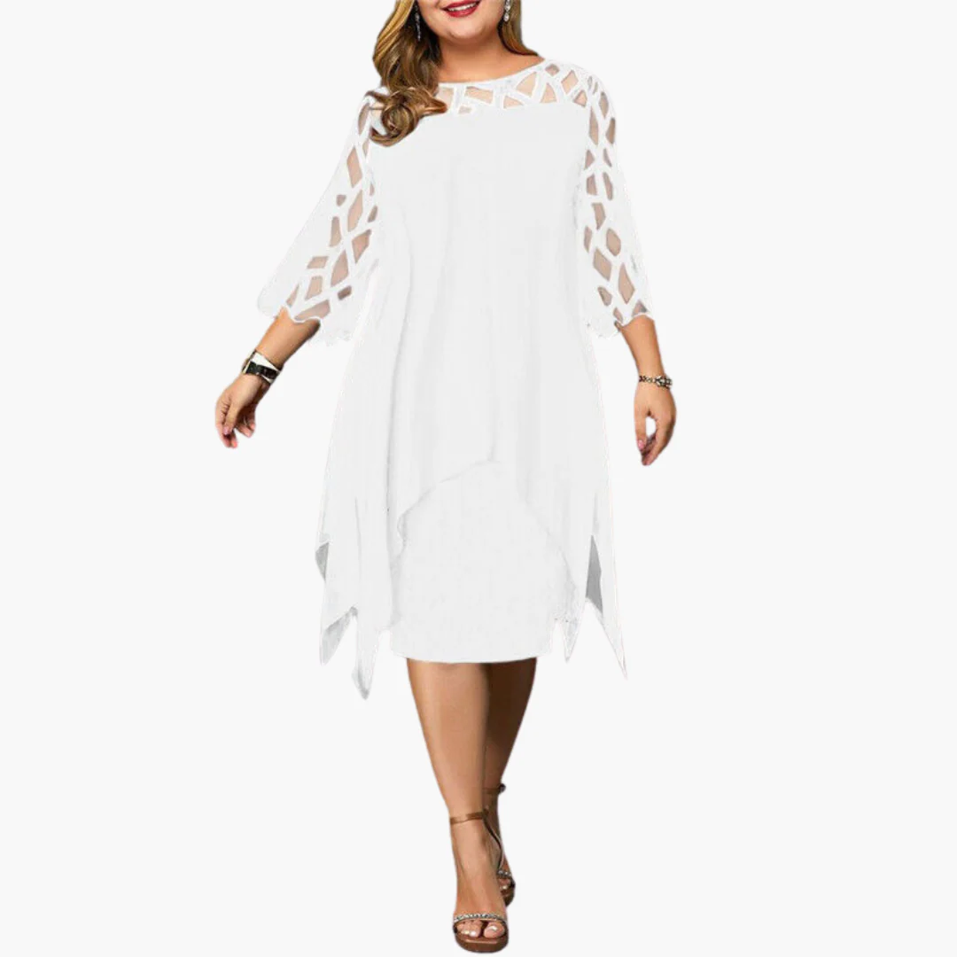 Leichtes Damen Abendkleid - mit ausgeschnittenen Ärmeln Midikleid - Image 10