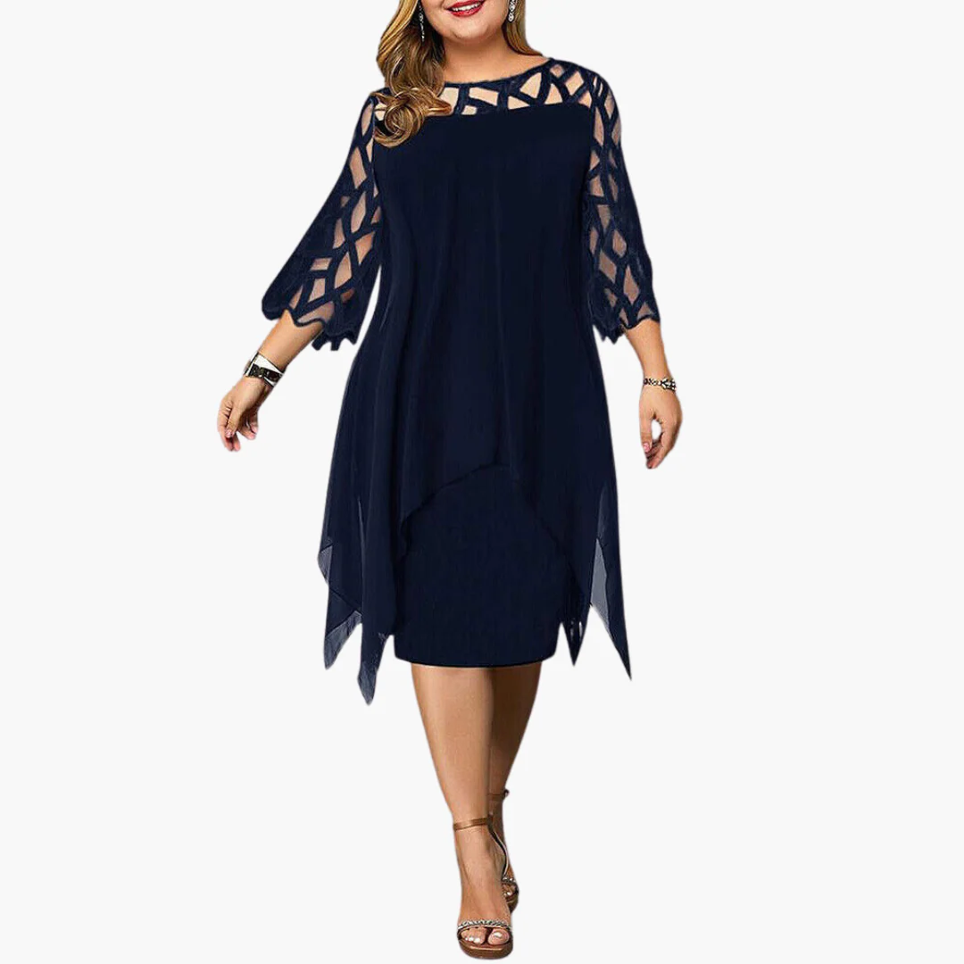Leichtes Damen Abendkleid - mit ausgeschnittenen Ärmeln Midikleid - Image 2