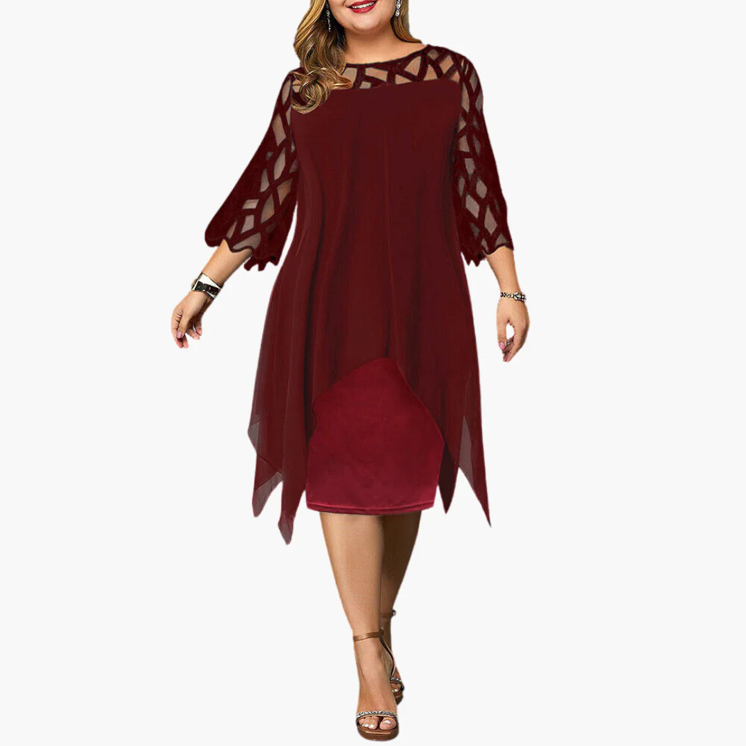 Leichtes Damen Abendkleid - mit ausgeschnittenen Ärmeln Midikleid - Image 4