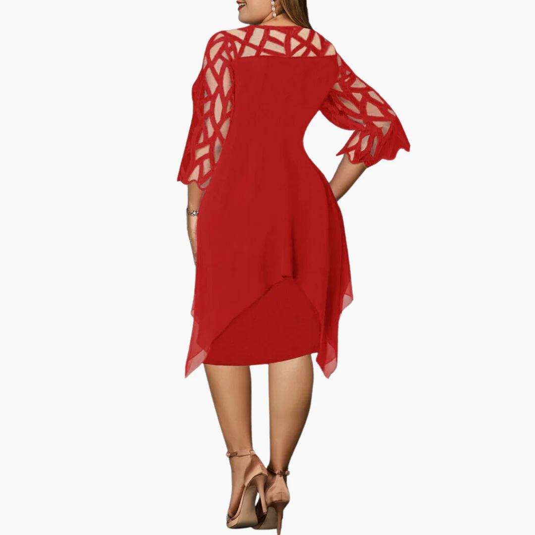 Leichtes Damen Abendkleid - mit ausgeschnittenen Ärmeln Midikleid - Image 8