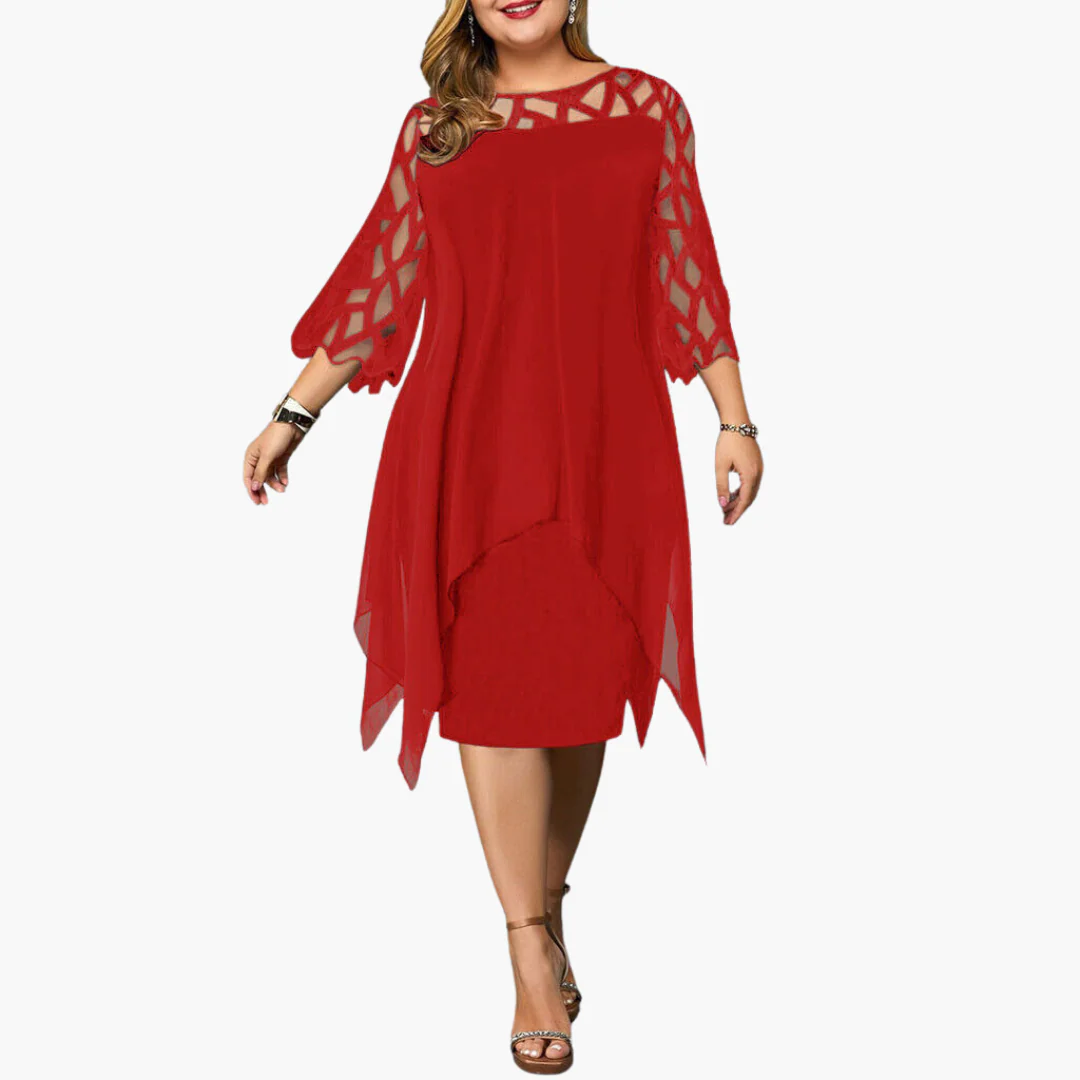Leichtes Damen Abendkleid - mit ausgeschnittenen Ärmeln Midikleid - Image 9