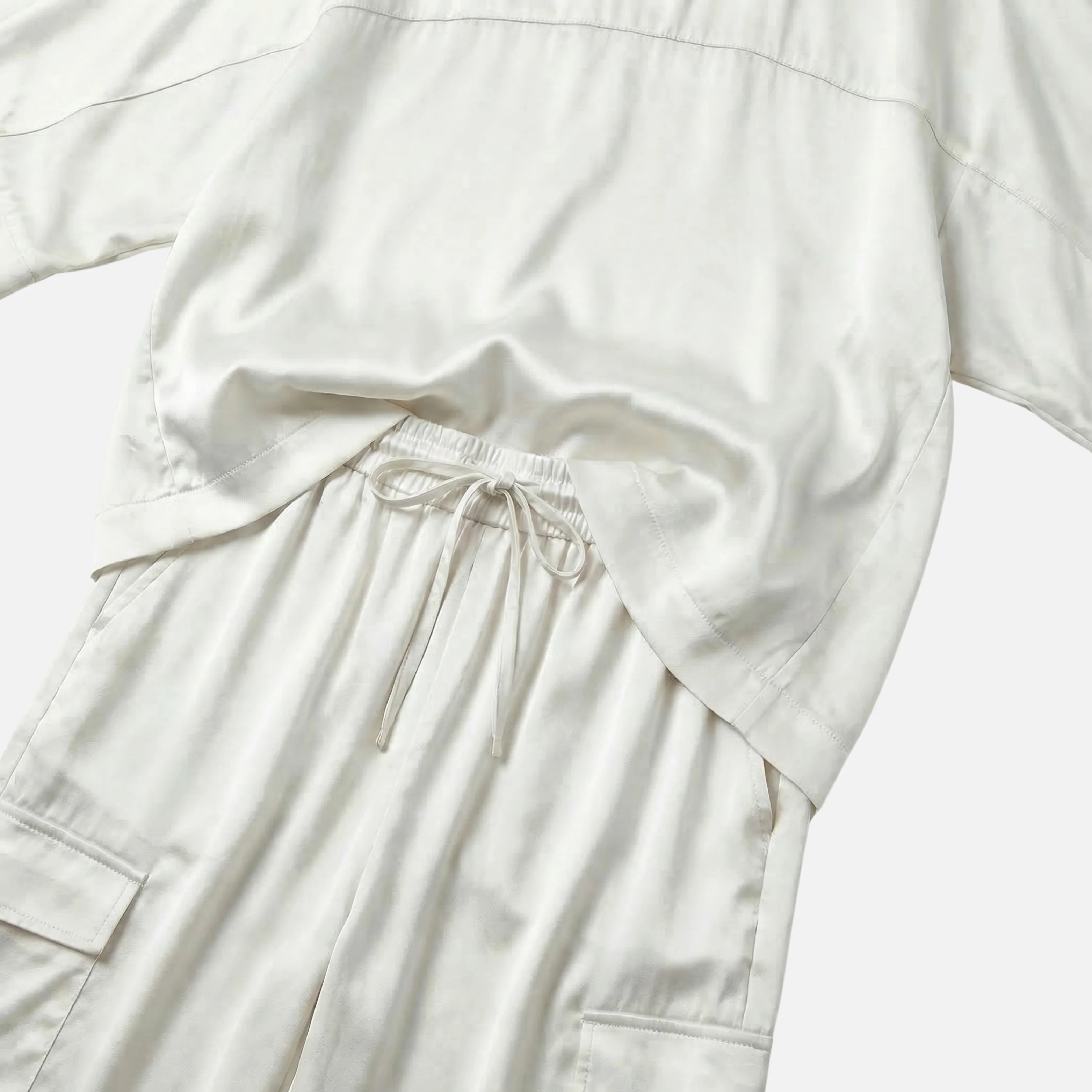 Anika | Damen Leichtes Satin Set Lockere Kurzarmbluse Hose – Satin Pyjama Set Elegant - Image 5