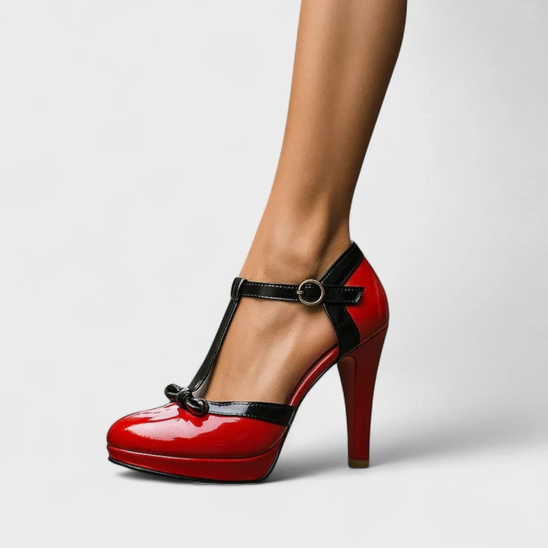 Lena Damen Frühlings T-Riemen Schleifen Plateau Heels - Image 3